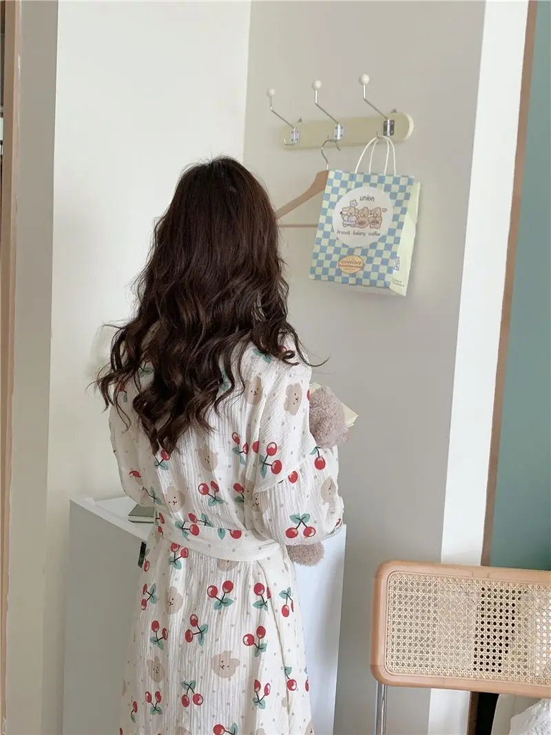 Women's Pajamas Home Clothes Night Dress Robe Long Sleeve Korea Woman Summer Offer Sleepwear Sexy Korean Attractive Nightwear Women's Pajamas Home Clothes Night Dress Robe Long Sleeve Korea Woman Summer Offer Sleepwear Sexy Korean Attractive Nightwear