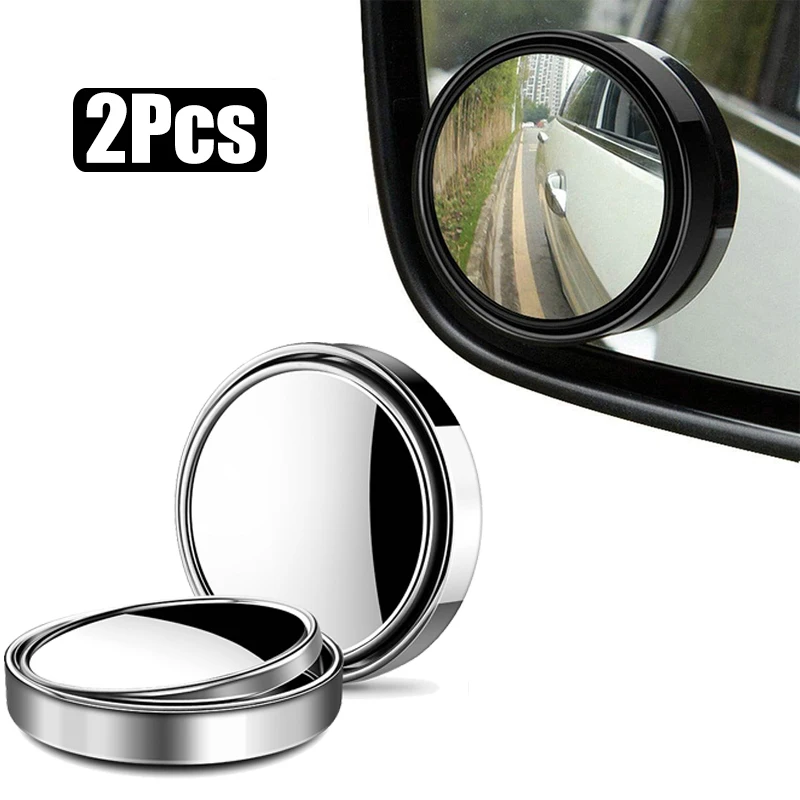 

New 2 Pcs Car Suction Cup Mount Auxiliary Rearview Mirror 360 Degree Rotating Wide-angle Round Frame Blind Spot Mirror