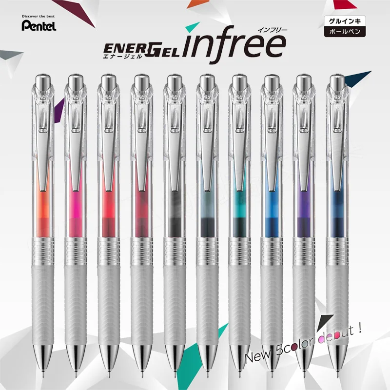 

10 Colors Japan Pentel Energel Infree Limited Gel Pen BLN75TL Transparent Pen Body Color 0.5mm Student Writing Stationery