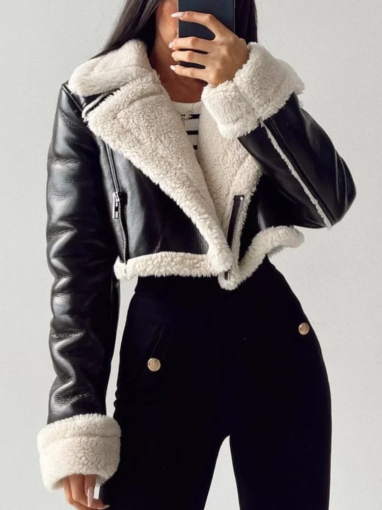 Women's Jacket Winter Imitation Leather Coat Vintage Zippers Casual Simple Fashion Short Warm Two-Sided Woman Clothing
Women's Jacket Winter Imitation Leather Coat Vintage Zippers Casual Simple Fashion Short Warm Two-Sided Woman Clothing