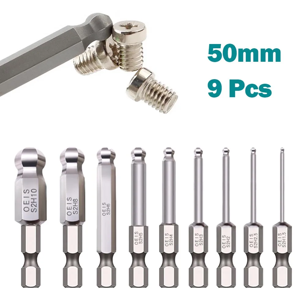 9Pcs 50mm Magnetic Ball End Hexagon Head Hex Alloy Steel Screwdriver-Bits Drill Set 1.5/2/2.5/3/4/5/6/8/10mm Power Tool
9Pcs 50mm Magnetic Ball End Hexagon Head Hex Alloy Steel Screwdriver-Bits Drill Set 1.5/2/2.5/3/4/5/6/8/10mm Power Tool