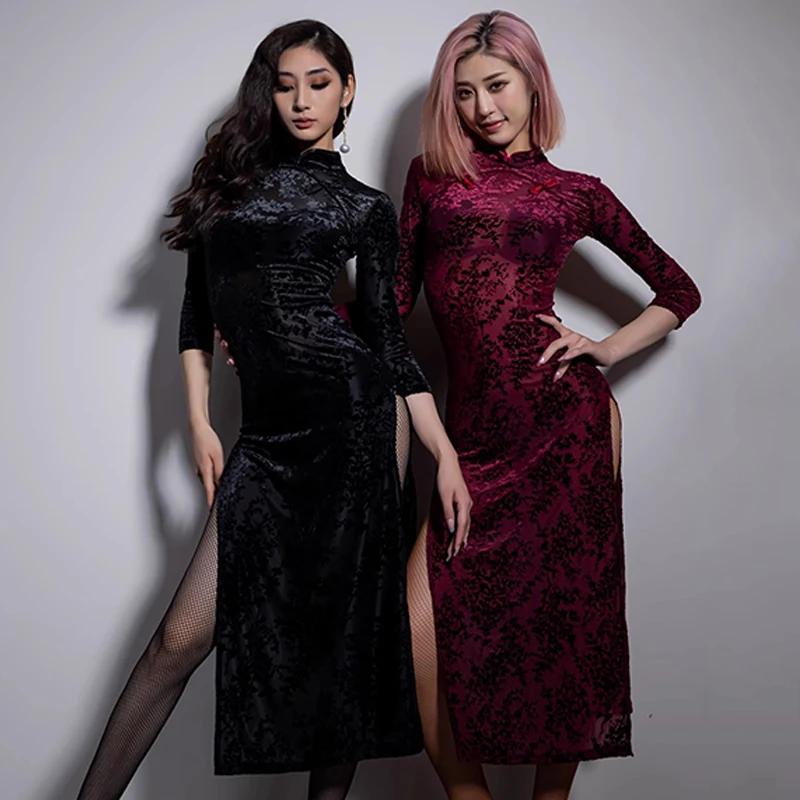 Sexy Latin Dance Dress Women Flower Velvet Cheongsam Dress Tango Performance Costume Club Rumba Dance Practice Clothing BL11756
Sexy Latin Dance Dress Women Flower Velvet Cheongsam Dress Tango Performance Costume Club Rumba Dance Practice Clothing BL11756