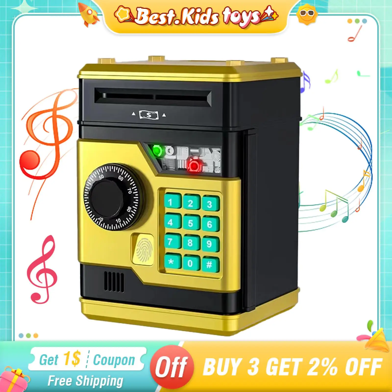 

Kids Piggy Bank Electronic Fingerprint Password Safe Box Money Digital Coins Cash Savings Tank Music Children's Toys Girls Gifts