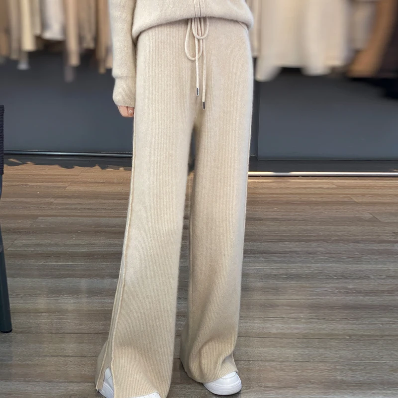 100% Pure Wool Pants Ladies High Waist Lace Up Pants Casual Knit Loose Mopping Pants Wide Leg Pants Autumn and Winter
100% Pure Wool Pants Ladies High Waist Lace Up Pants Casual Knit Loose Mopping Pants Wide Leg Pants Autumn and Winter