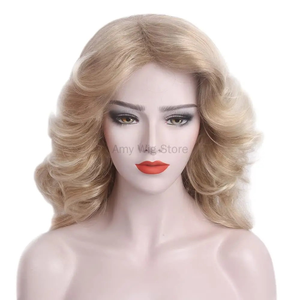 

Blonde Wig 70s Wig Women Hair Costume Carnival Halloween Party Curly Hairpiece Cosplay Good Quality High Temperature Fiber Hair