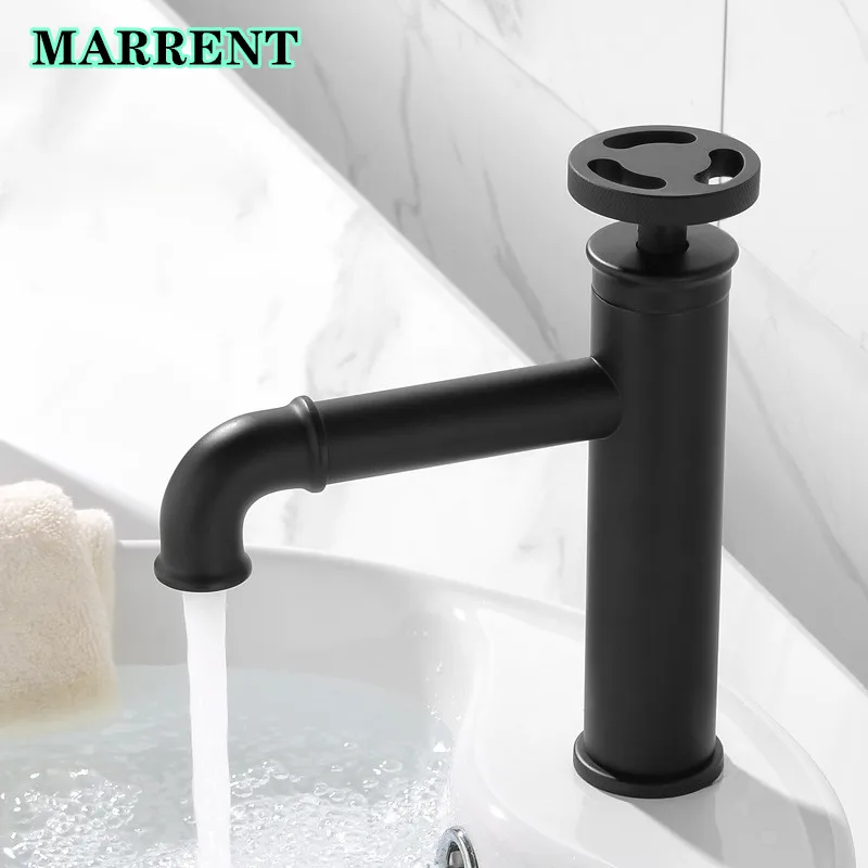 Черный смеситель для ванной комнаты, качественный латунный новый-Ретро промышленный смеситель для горячей и холодной раковины, современный Золотой смеситель для ванной комнаты, смесители 
Черный смеситель для ванной комнаты, качественный латунный новый-Ретро промышленный смеситель для горячей и холодной раковины, современный Золотой смеситель для ванной комнаты, смесители