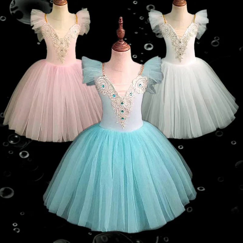 

Girls Ballet Dress Kids Tutu Ballerina Party Dress Sling Gauze Dress Fluffy Skirt Dance Costume multicolour Performance Clothing