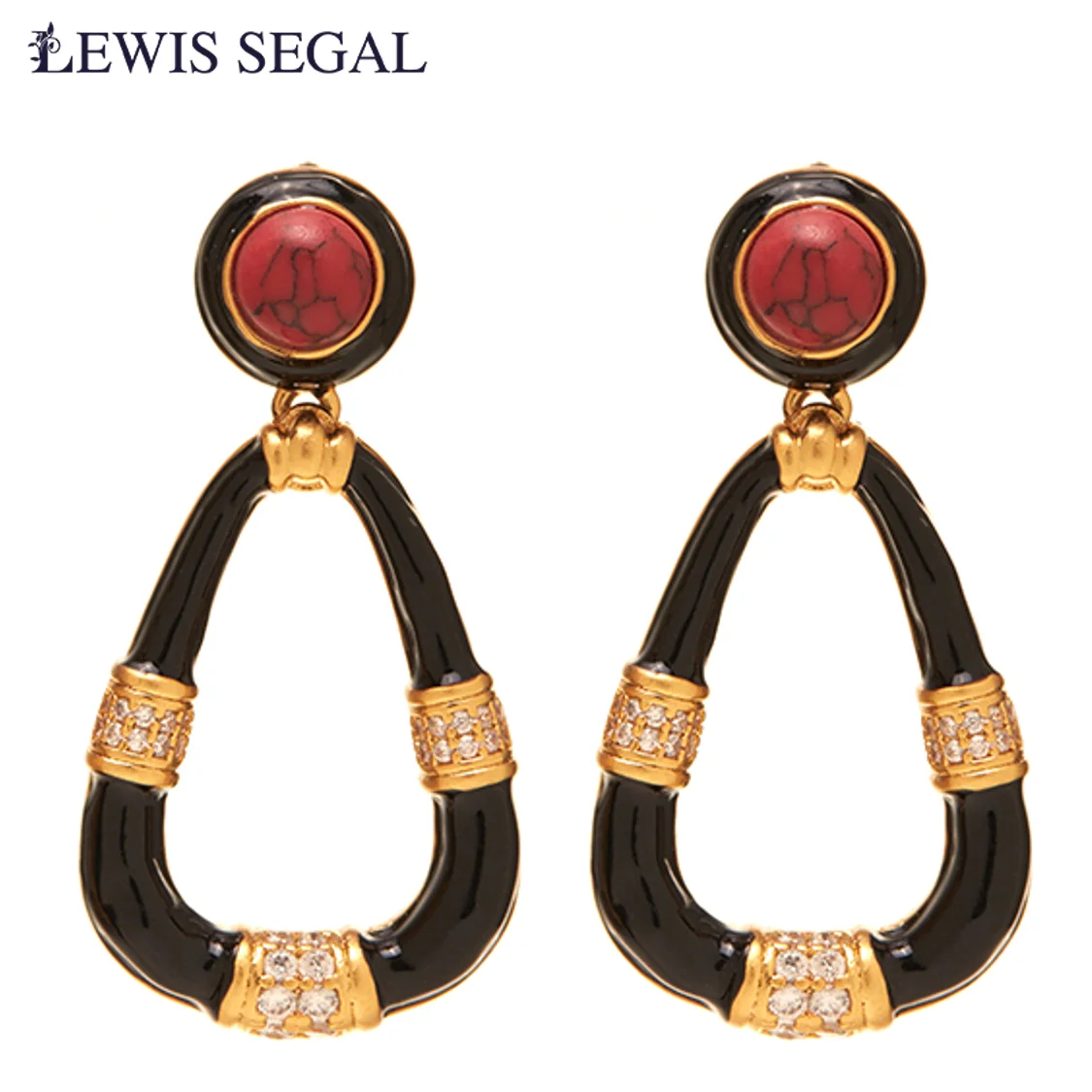 

LEWIS SEGAL Circle Shaped Vintage Stud Earrings for Women Luxury Medieval Style Fine Jewelry Enamel Rhinestones 18K Gold Plated