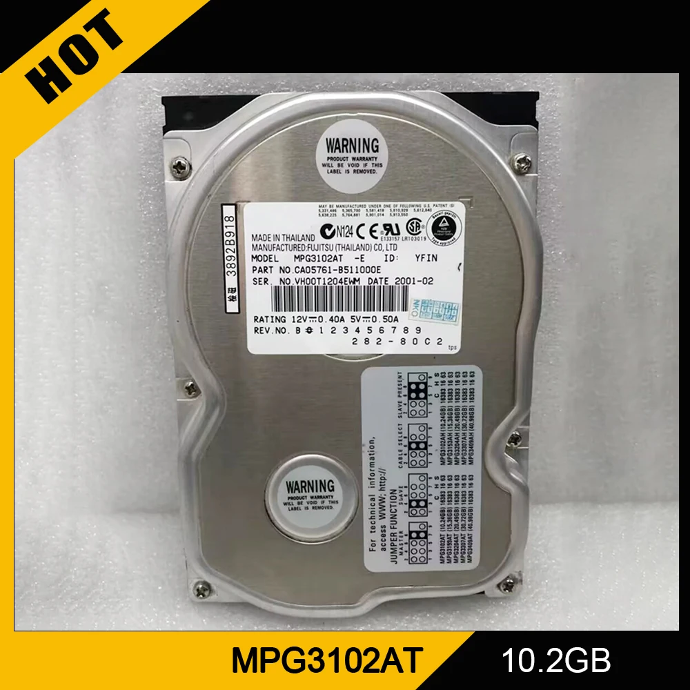 

MPG3102AT For Fujitsu 10.2GB 3.5' Hard Disk IDE Parallel Industrial Medical Equipment HDD