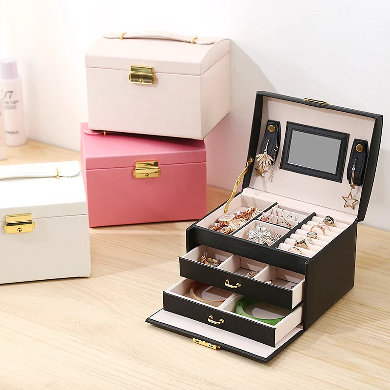 3 Layers Leather Jewelry Organizer Box Double Drawer Earring Ring Bracelet Display Holder Travel Storage Case for Women Gift Box
3 Layers Leather Jewelry Organizer Box Double Drawer Earring Ring Bracelet Display Holder Travel Storage Case for Women Gift Box
