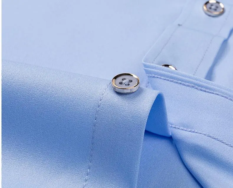 For Men's Business Dress Shirts Male Formal Button-Down Social Collar Camisa Social Elastic Anti-wrinkle Casual Men Shirt Pocket 39 S4bf52d2e1c154ba19bdd20c73e881e3cC
