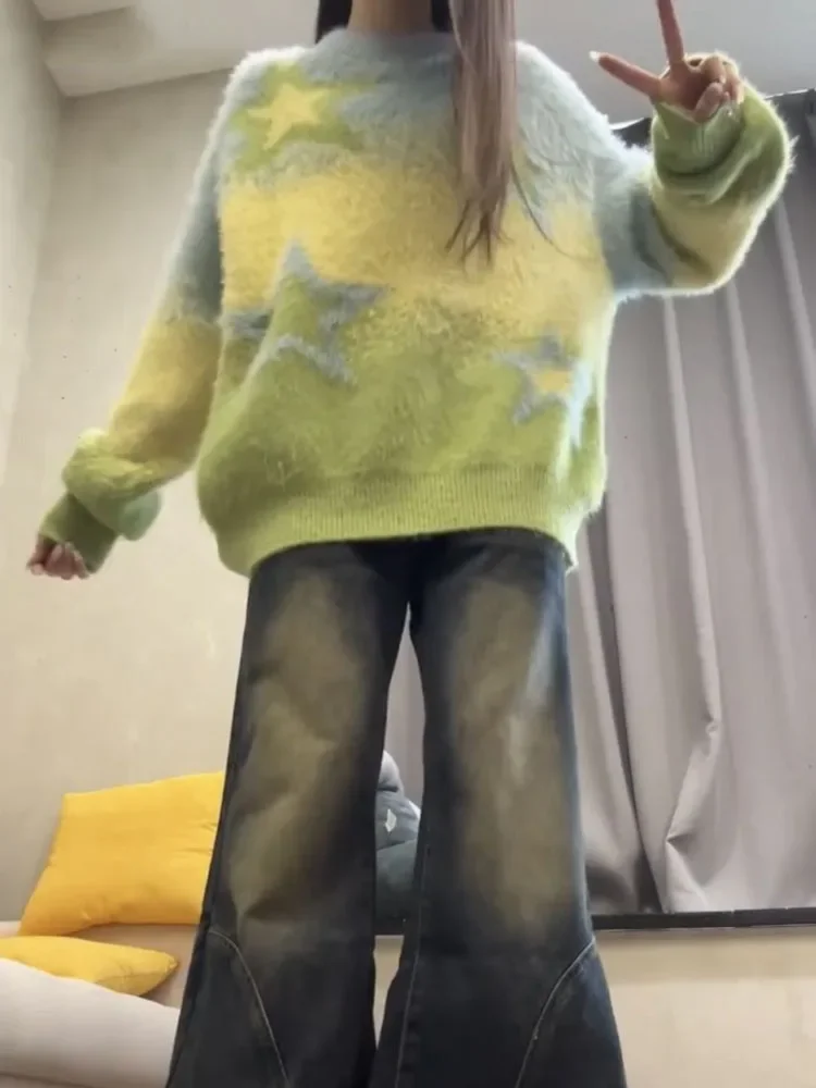 Y2k Aesthetic Grunge Sweater Women Gothic Fashion Streetwear Gradient Ramp Pullover Harajuku Autumn Casual Loose Star Knitwear
Y2k Aesthetic Grunge Sweater Women Gothic Fashion Streetwear Gradient Ramp Pullover Harajuku Autumn Casual Loose Star Knitwear