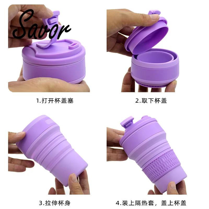 

350ML Coffee Mugs Travel Collapsible Silicone Cup Folding Water Cups BPA FREE Food Grade Drinking Ware Mug Tea Coffee Cups