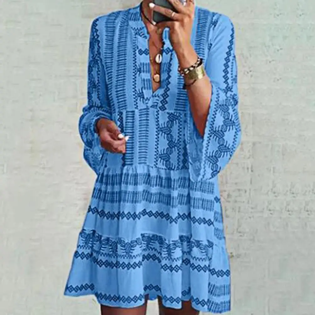 Ladies Polyester Spandex Dress Lightweight Comfortable Printed Dress Bohemian Women's V-line Print Dress Elegant for A
Ladies Polyester Spandex Dress Lightweight Comfortable Printed Dress Bohemian Women's V-line Print Dress Elegant for A