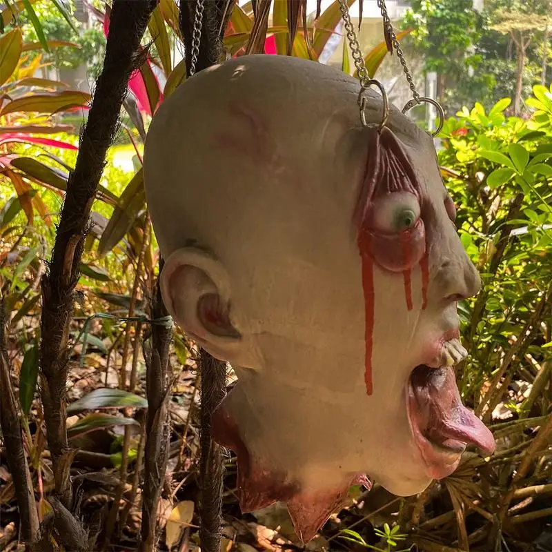 

Severed Head Halloween Props Realistic Latex Scary Ghost Head Hanging Ornaments Bloody Zombie Decor Haunted House Party Supplies