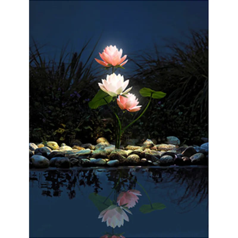 

IP65 waterproof landscape park courtyard pool side LED 3W intelligent opening and closing lotus decorative lawn lamp