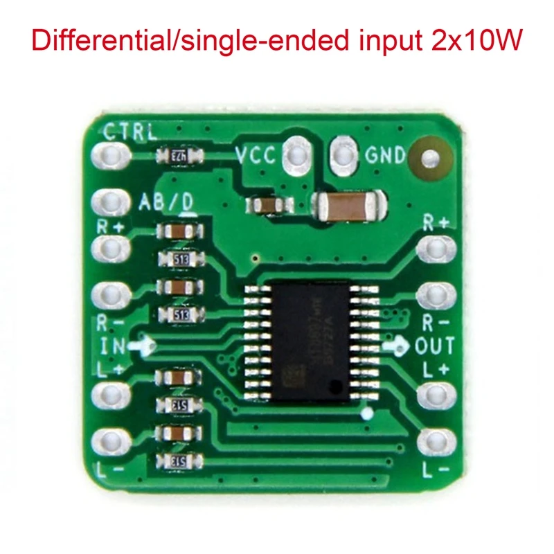 

Differential Power Amplifier Board 2X10W Digital Class D Audio Power Amplifier HT8697 3.6-8.5V Differential Input