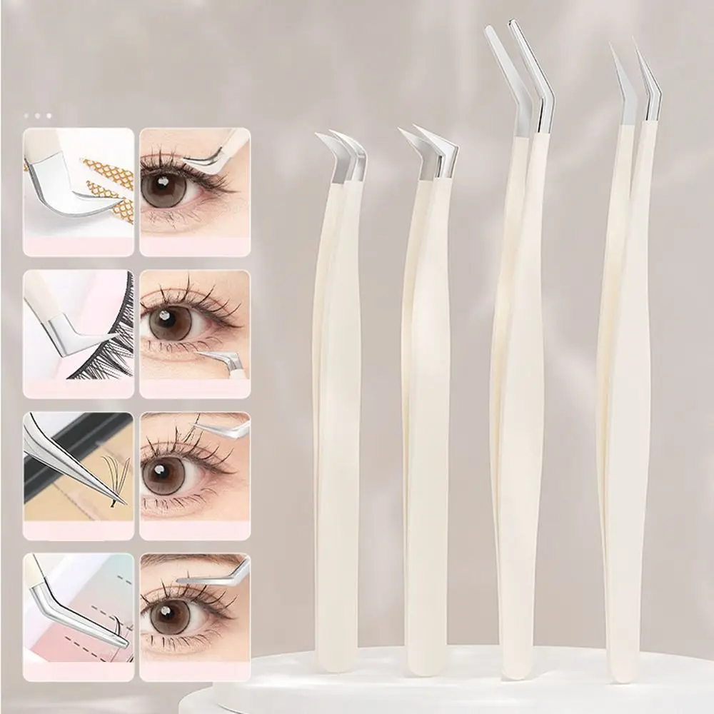 

1Pc Eyelash Tweezers Professional Anti-static Tweezers For Fake Eyelashes Extensions Curved Strip Lashes Eyebrow Hair Clip