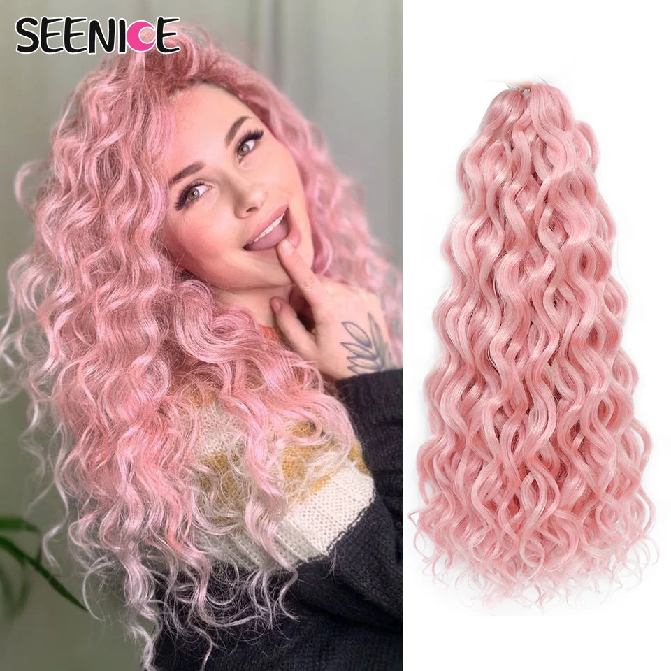 

Ocean Wave Braiding Hair Extensions Deep Wavy Twist Crochet Hair Synthetic Afro Curl Hawaii Ombre Pink Crochet Braids For Women