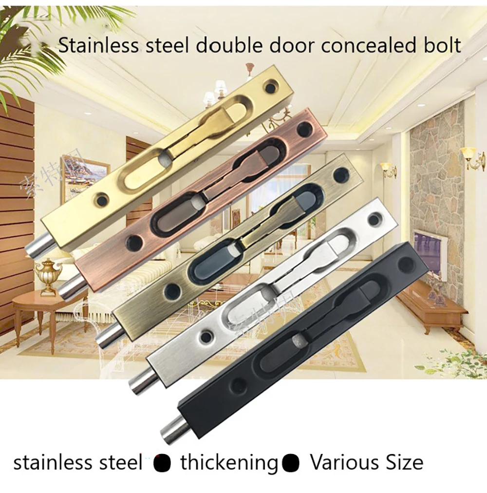 

6 inch Anti-theft Buckle Stainless Steel Hasp Door Bolt Anti-lock Buckle Household Thickening Mute Anti-rust Door Buckle
