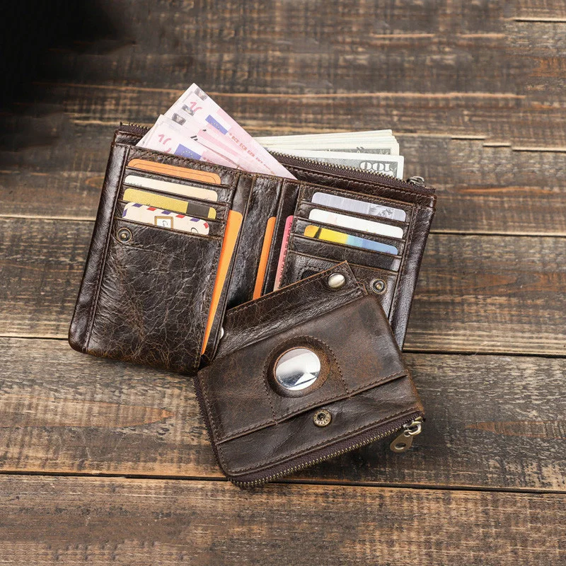 New Genuine Cowhide Leather Airtag Wallet Anti-lost Men Short Coin Purse With Apple Airtags Holder Zipper ID Credit Card Bag
New Genuine Cowhide Leather Airtag Wallet Anti-lost Men Short Coin Purse With Apple Airtags Holder Zipper ID Credit Card Bag