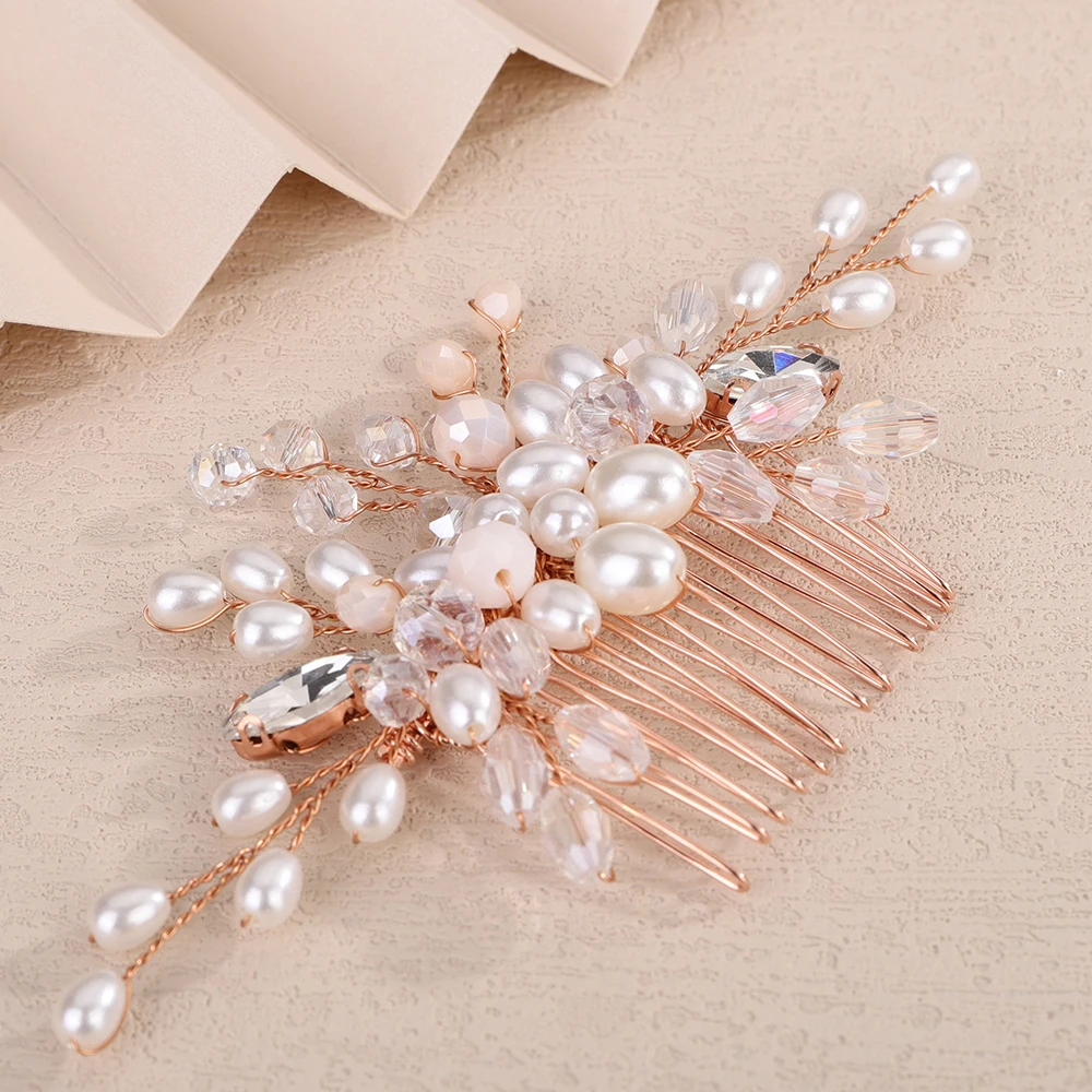 Pearl Crystal Bride Hair Comb for Wedding Hair Accessories Rhinestone Bridal Side Hair Comb Party Hair Jewelry for Women Girl 16 S4c09056d0e554a358ef48593884007a5B