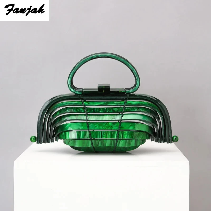 

Women's Designer Luxury Handbag Acrylic Women Handbags Shoulder Messenger Bag Pillow PVC Box Clutches Purse Acrylic Bag Handles