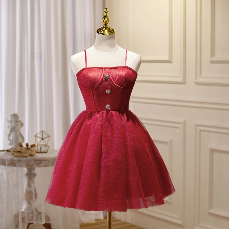 Evening Dress Sleeveless Lace Up Burgundy Knee Length Pleat Tulle Strapless A-Line Elegant Plus Size Women Party Dresses B2662
Evening Dress Sleeveless Lace Up Burgundy Knee Length Pleat Tulle Strapless A-Line Elegant Plus Size Women Party Dresses B2662