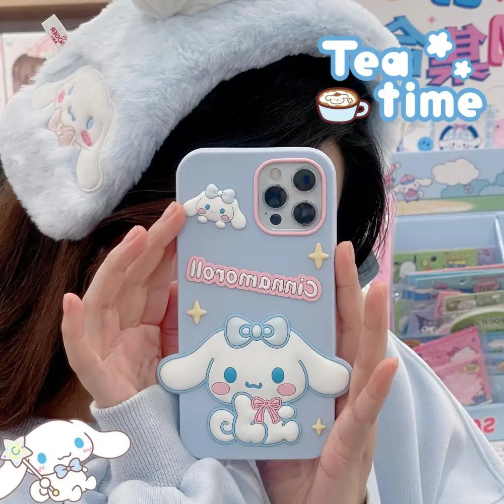 

Kawaii Sanrio Cinnamoroll силиконовый чехол для телефона Iphone 15 14 13 11 12 Pro Max Mini мультяшный противоударный мягкий чехол