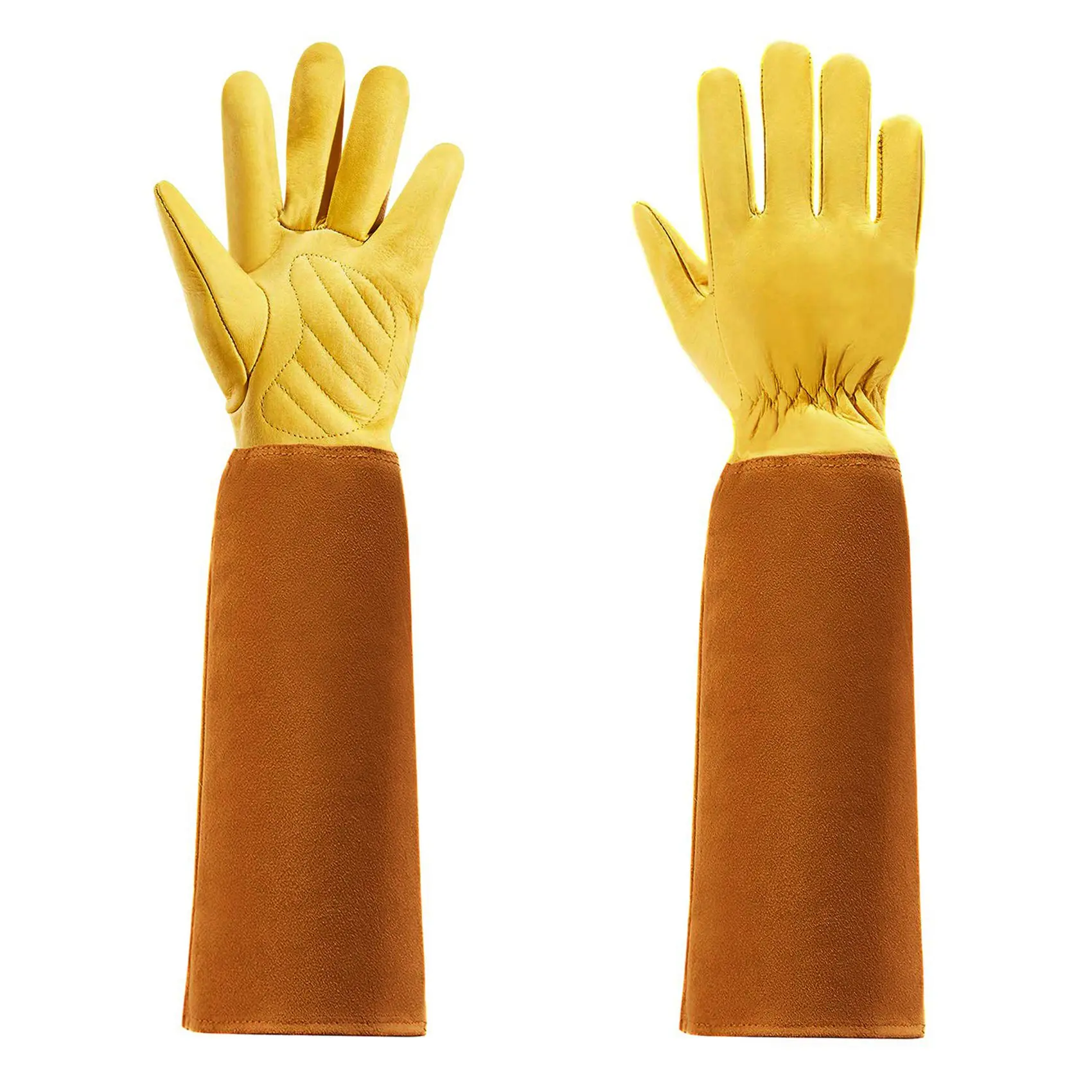 

Gardening Gloves for Women and Men Thron Proof Rose Pruning Cow Leather Gloves with Long Forearm Protection Gauntlet-L