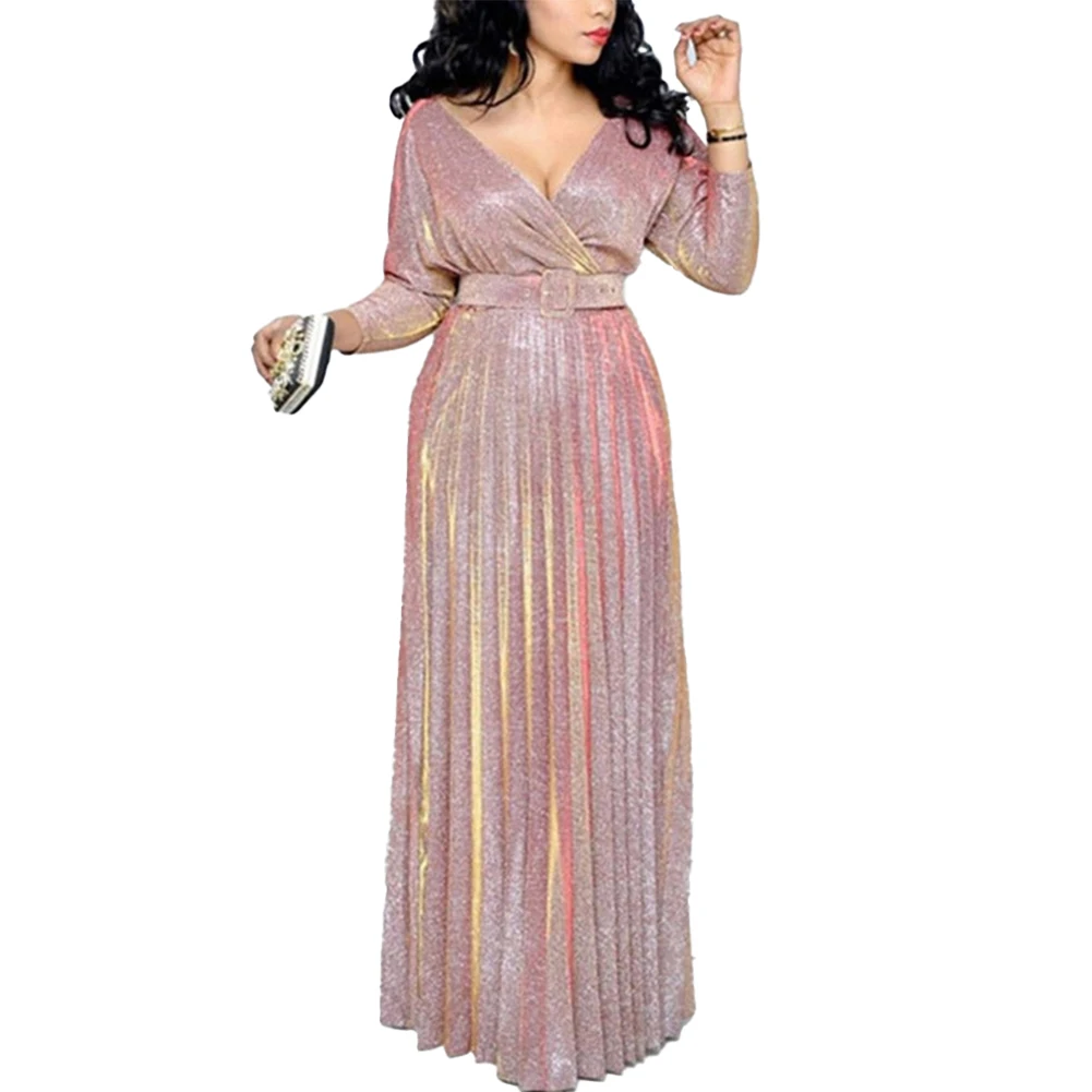 1Pcs Attractive Daily Dress Woman Clothes Prom Ball Gown With Belt Shiny Long Sleeve Slight Strech Pleated Hem
1Pcs Attractive Daily Dress Woman Clothes Prom Ball Gown With Belt Shiny Long Sleeve Slight Strech Pleated Hem