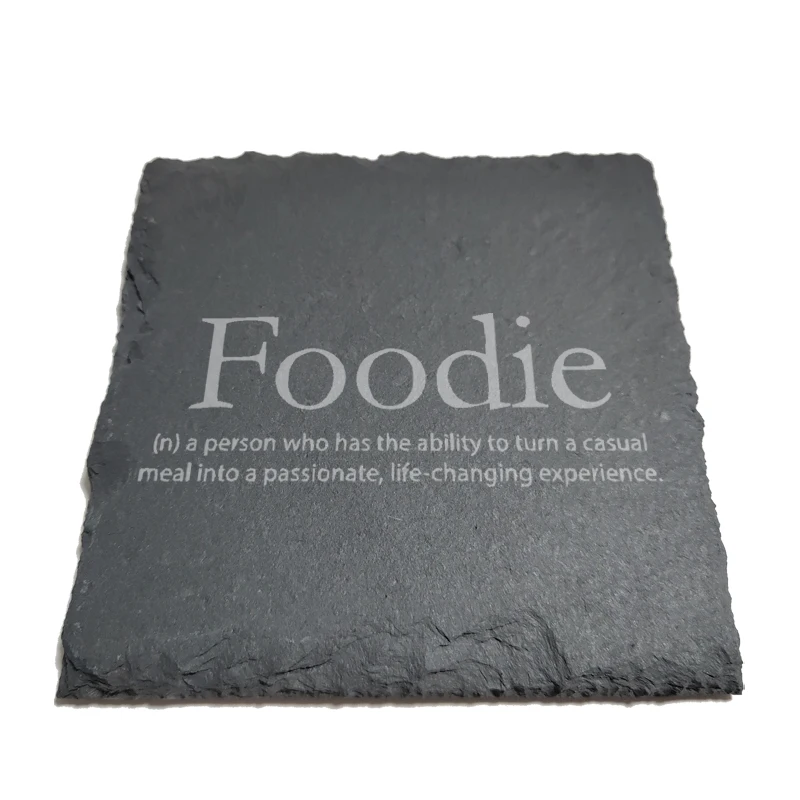 

Foodie Definition Natural Rock Coasters Black Slate for Mug Water Cup Beer Wine Goblet J197