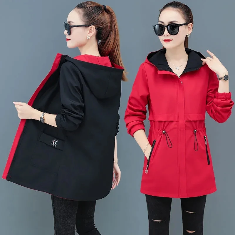 Trench Coat Women Double-sided Wear 2022 Spring Autumn Fashion Loose Casual Windbreaker Jacket Female Large Size Hooded Overcoat
Trench Coat Women Double-sided Wear 2022 Spring Autumn Fashion Loose Casual Windbreaker Jacket Female Large Size Hooded Overcoat