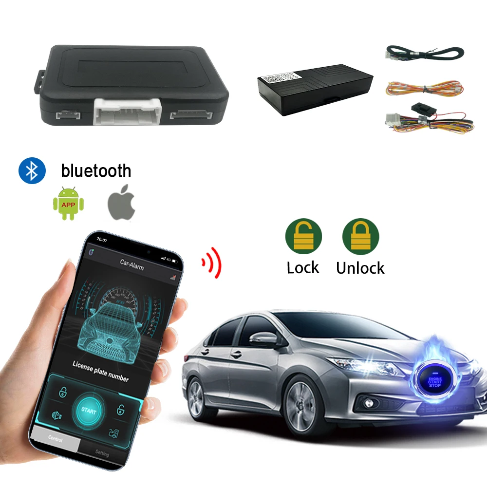 

2024 NEW Car PKE bluetooth controle do telefone móvel keyless entry Sistemade de carro chave inteligente com início remoto