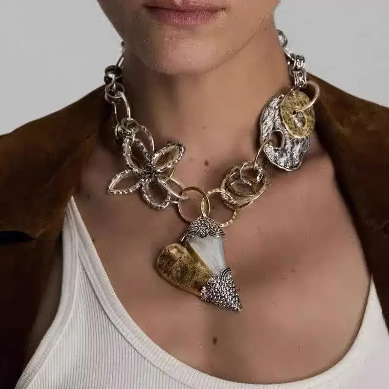 Vintage Chunky Love Heart Flower Pendant Necklace, Medieval Old Made Patchwork Choker Collares Jewelry Accessories 2 Mallzona S4c16be7a96b24701841be97177011592y Vintage Chunky Love Heart Flower Pendant Necklace, Medieval Old Made Patchwork Choker Collares Jewelry Accessories Mallzona