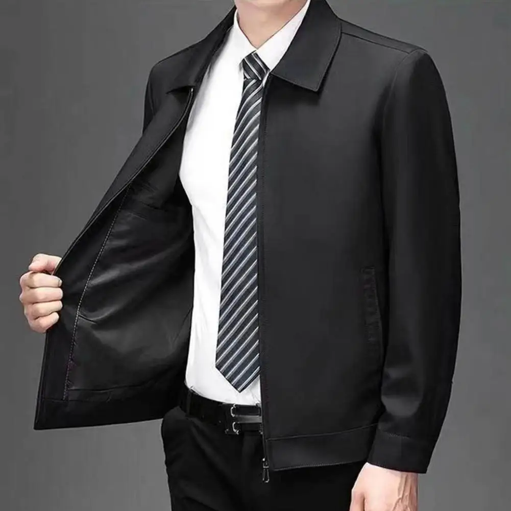 Zipper Closure Casual Jacket Men's Mid-aged Father Daily Jacket with Smooth Zipper Closure Turn-down Collar for Fall Spring
Zipper Closure Casual Jacket Men's Mid-aged Father Daily Jacket with Smooth Zipper Closure Turn-down Collar for Fall Spring