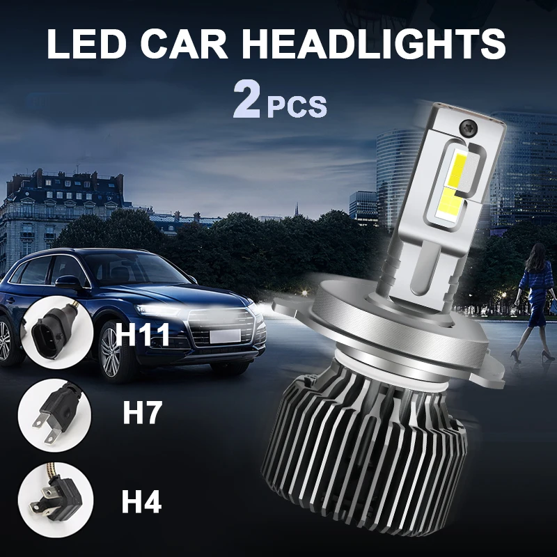 

2pcs H4 H7 H11 H8 H9 Bulb 12V 1200W 6000K 14000LM Car LED Headlight Auto Accessories L/H Beam Super Bright Fog Light 18 LEDs