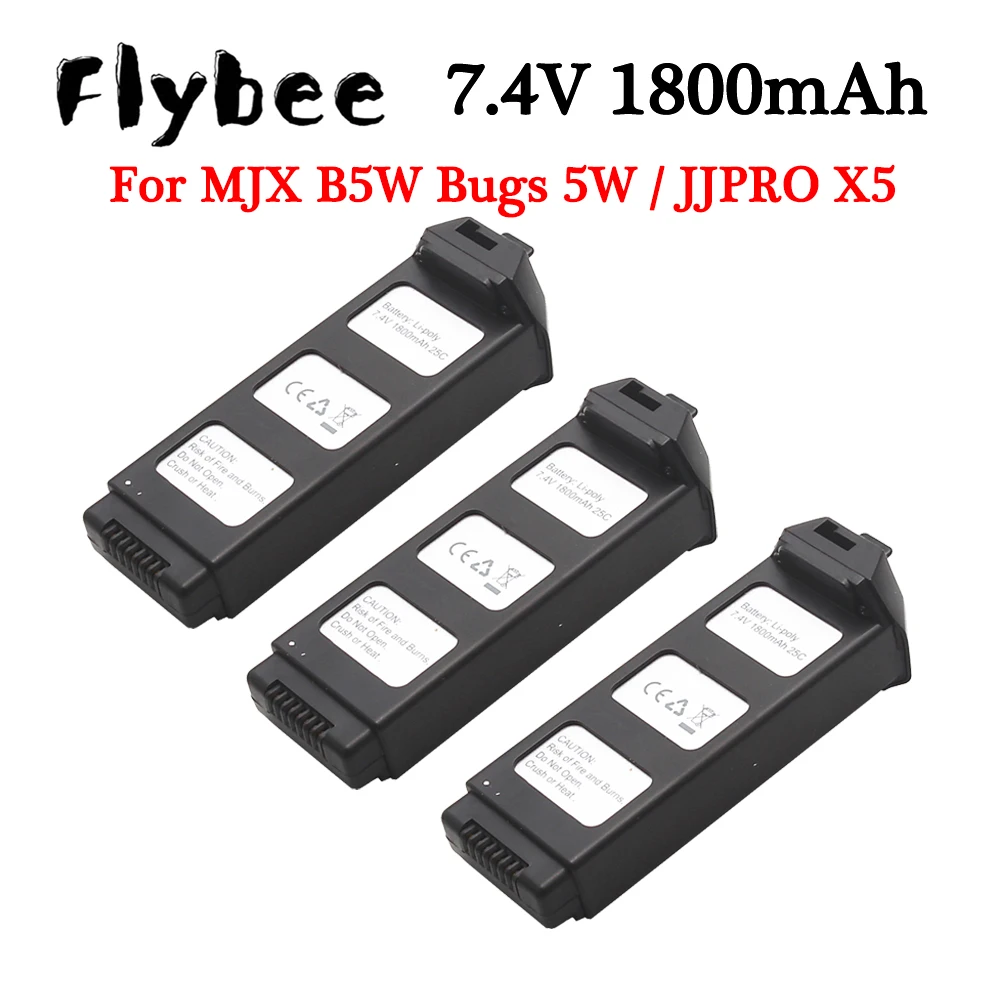 

Аккумулятор LiPo 7,4 В 1800 мАч 25C для MJX R/C Bugs 5 Вт B5W, запасные части для радиоуправляемого квадрокоптера, аксессуары, Аккумулятор 7,4 В для дрона JJRC X5 Pro