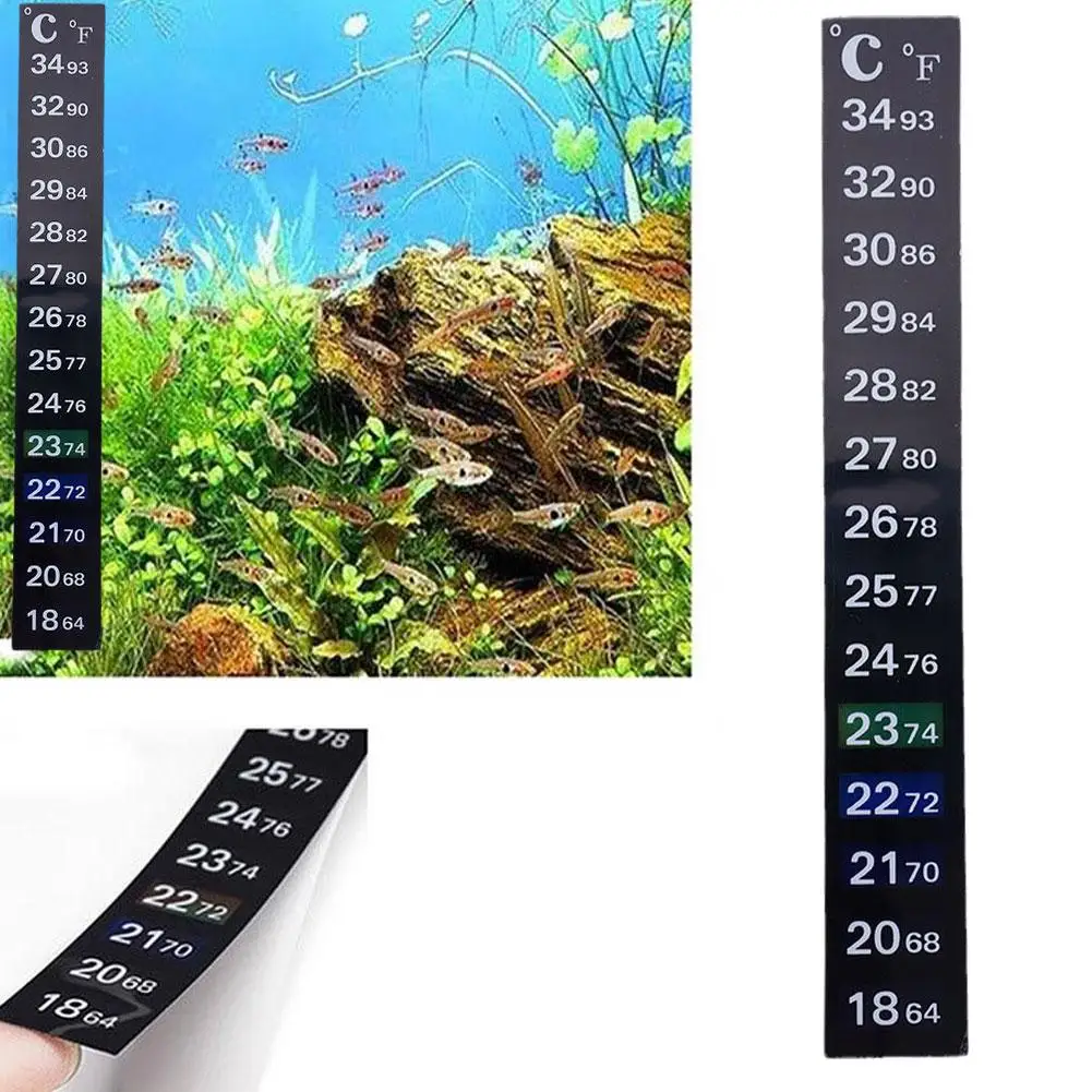 

Aquarium Fish Tank Strip Stick-on discolor Thermometer Sticky Sticker Temperature Sticker Dual Scale Adhesive Tools H4J7