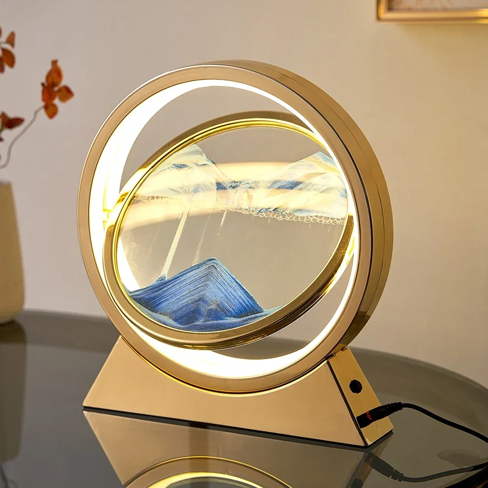 

Home Sandscape Hourglass Bedroom Gift Lamp Quicksand Sand Decor Moving for Sea Art Deep Picture Light Table LED Creative