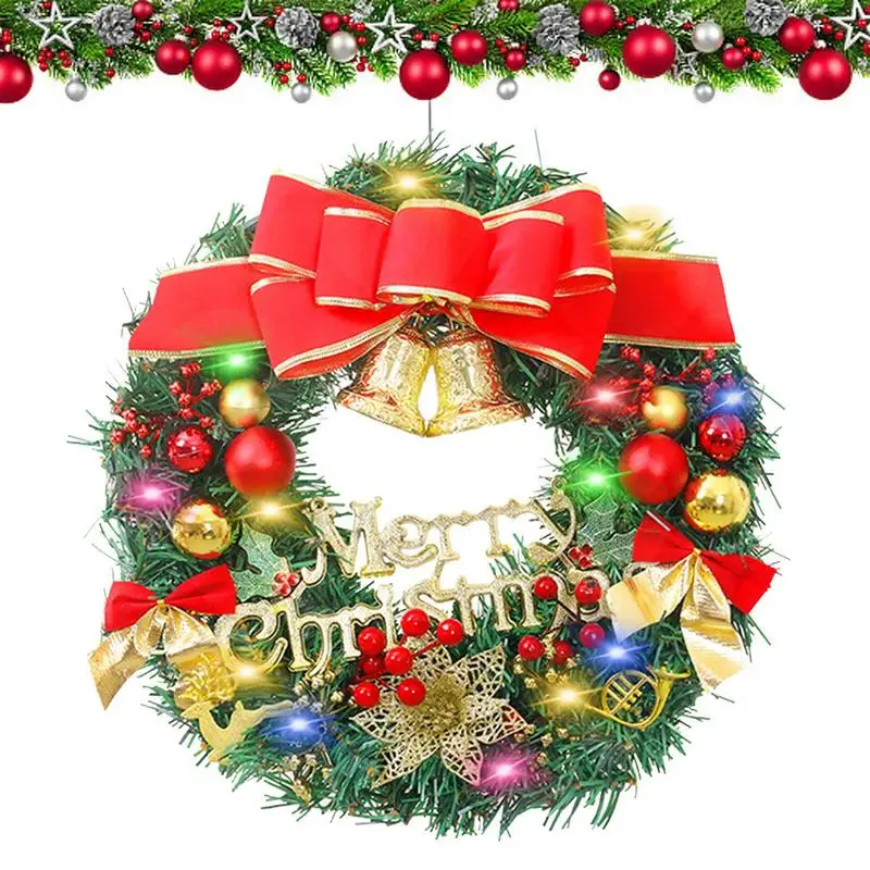 Рождественский венок на дверь, Рождественская гирлянда, украшение, освещенный Рождественский искусственный венок с 20 светодиодами, теплые цветные огни для зимы 
Рождественский венок на дверь, Рождественская гирлянда, украшение, освещенный Рождественский искусственный венок с 20 светодиодами, теплые цветные огни для зимы