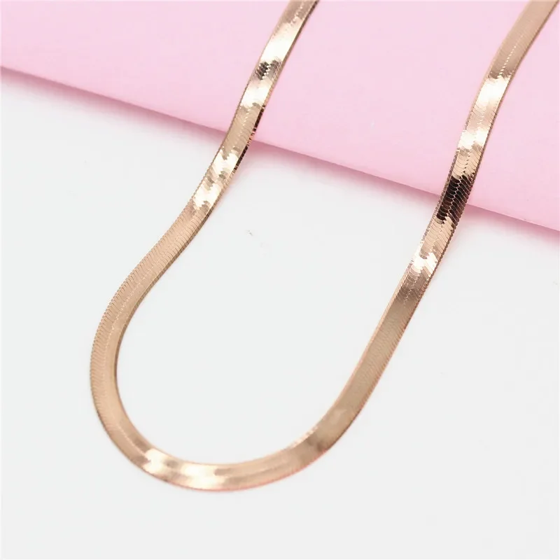 

New Fashion 585 Purple Gold Glossy Soft Chains Chunky Necklace Creative Hip Hop Style Geometric 14K Rose Gold Party Jewelry Gift