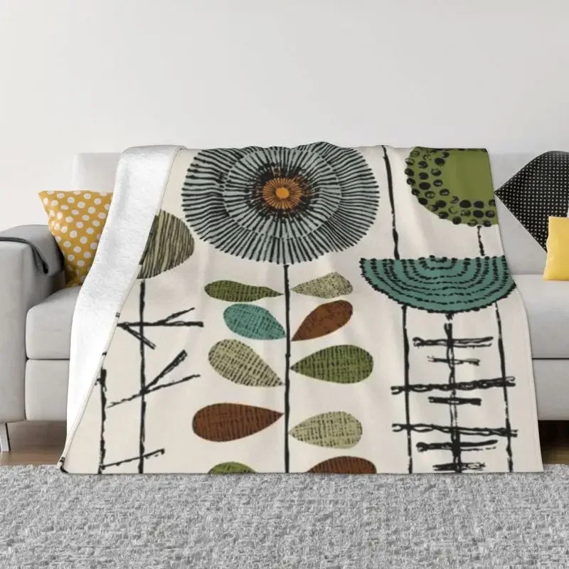 

Orla Kiely Mid Century Modern Scandinavian Floral Orla Art Blankets Breathable Soft Flannel Sprint Throw Blanket Sofa Home Bed