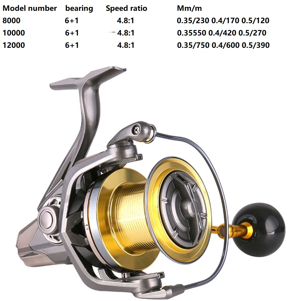 6cm Thick Long-Range Fishing Reel 8000/10000/12000 All-Metal Wheel 4.8:1Ratio Seawater-resistant Fishing Replacement Part Access
6cm Thick Long-Range Fishing Reel 8000/10000/12000 All-Metal Wheel 4.8:1Ratio Seawater-resistant Fishing Replacement Part Access