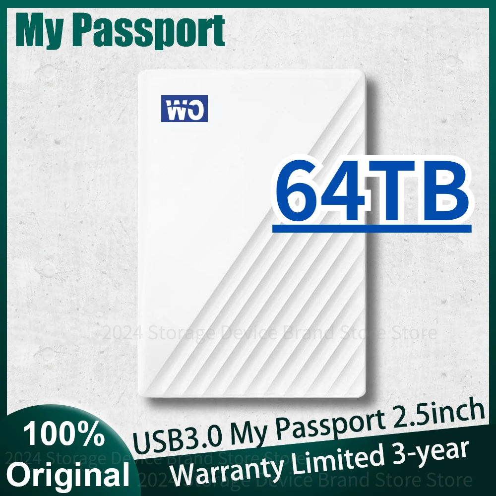 

Western Oigital My Passport PHDD white 1TB 2TB 4TB 5TB PS5 Portable External Hard Drive with backup software password protection