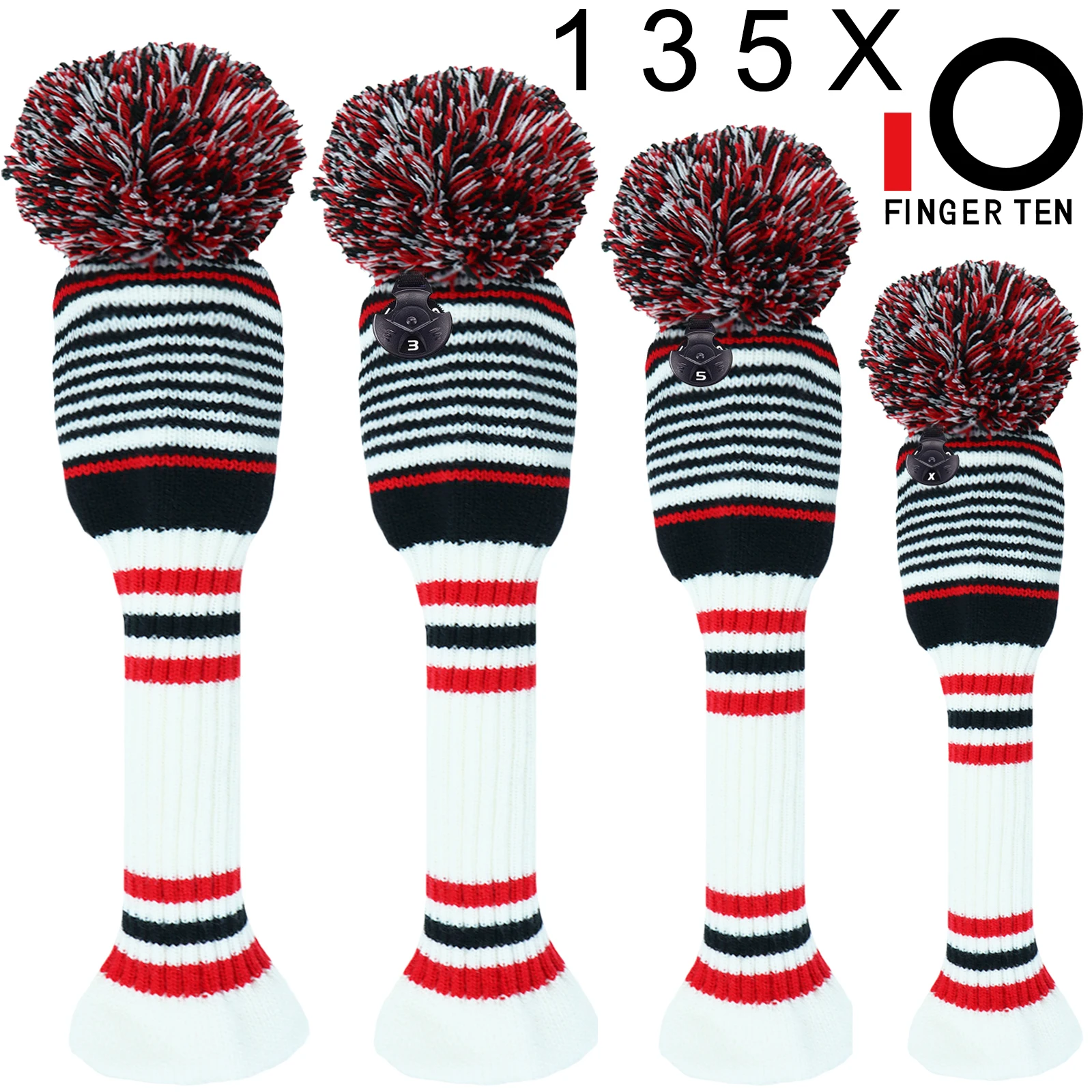 

4Pcs 1 3 5 X Golf Club Head Covers for Woods Driver Fairway Hybrid Pom Headcovers Putter Clubs Cover 1# 3# 5# X# Drop Shipping