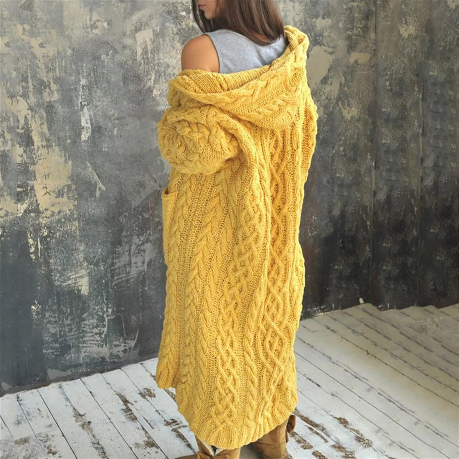Women Winter Long Cardigans Coat Solid Color Long Sleeve Braid Knit Cardigan Hooded Sweater Coat Overcoat Loose Sweaters Coat
Women Winter Long Cardigans Coat Solid Color Long Sleeve Braid Knit Cardigan Hooded Sweater Coat Overcoat Loose Sweaters Coat