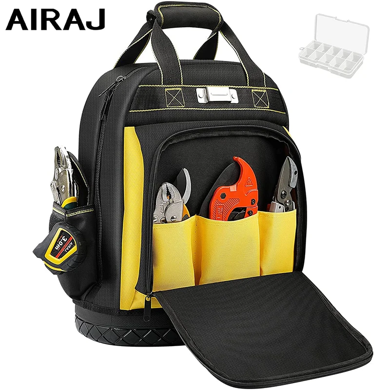 

AIRAJ Shoulder Tool Backpack Large Waterproof Electrician Repair Installation Portable Canvas Thickened Wear-Resistant Backpack