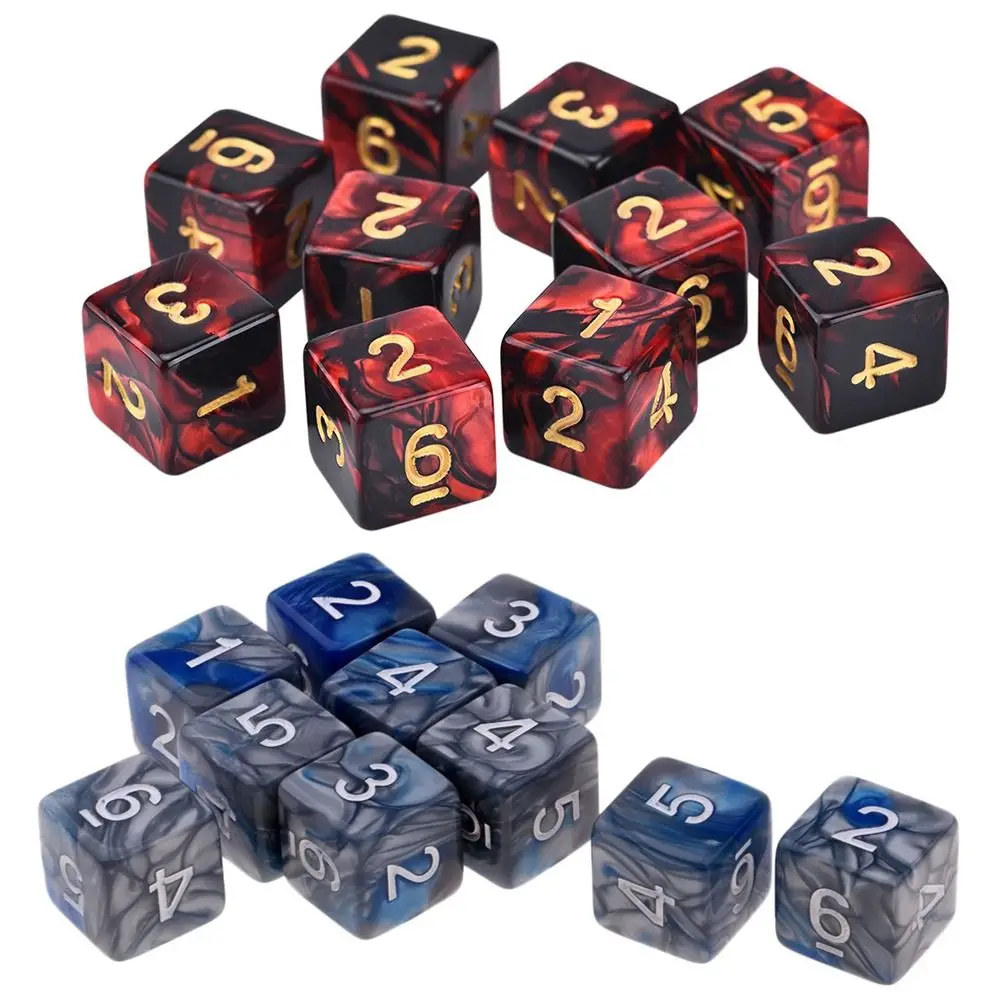 

10Pcs/set Role-Playing DND Dice Party Game Translucent Colors Polyhedral Dice Acrylic D6 16mm Colored 6-sided Table Game