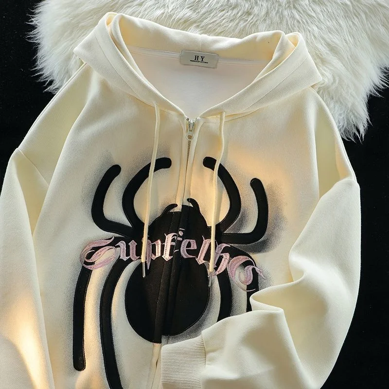 Creative Print Spider Hooded Sweatshirt Women's Ins Fashion Brand Loose Couple Y2k Hip Hop Style Zip Up Hoodie Yk2 Halloween Top
Creative Print Spider Hooded Sweatshirt Women's Ins Fashion Brand Loose Couple Y2k Hip Hop Style Zip Up Hoodie Yk2 Halloween Top